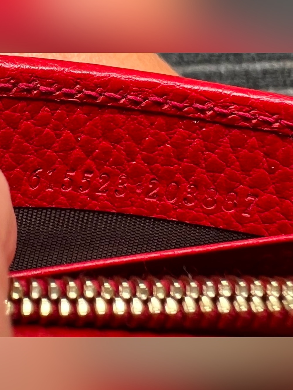 Gucci Red Pebbled Leather Chain Crossbody Wallet - Picture 10 of 10